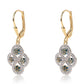 Pendientes de Plata Bañada en Oro con Diamante Azul y Diamante blanco