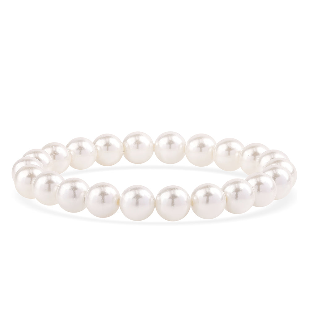 Conjunto de Plata Bañada en Oro con Perla blanca de agua dulce ( Collar +Pendientes +Pulsera ) 2 
