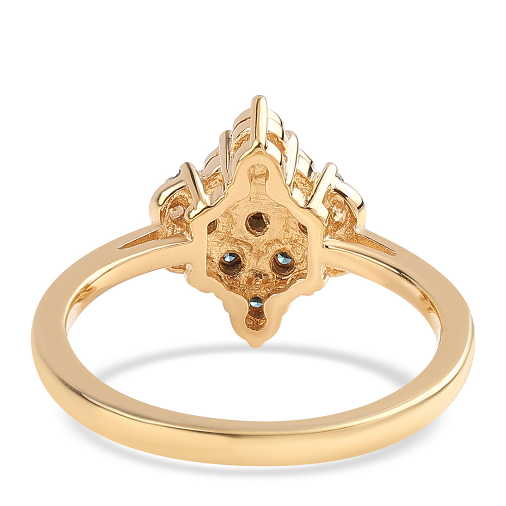 Anillo de Plata Bañada en Oro con Diamante Azul 2 