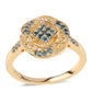 Anillo de Plata Bañada en Oro con Diamante Azul