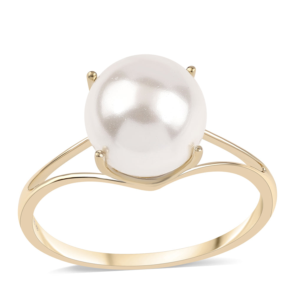 Anillo de Oro 9K con Perla blanca de agua dulce