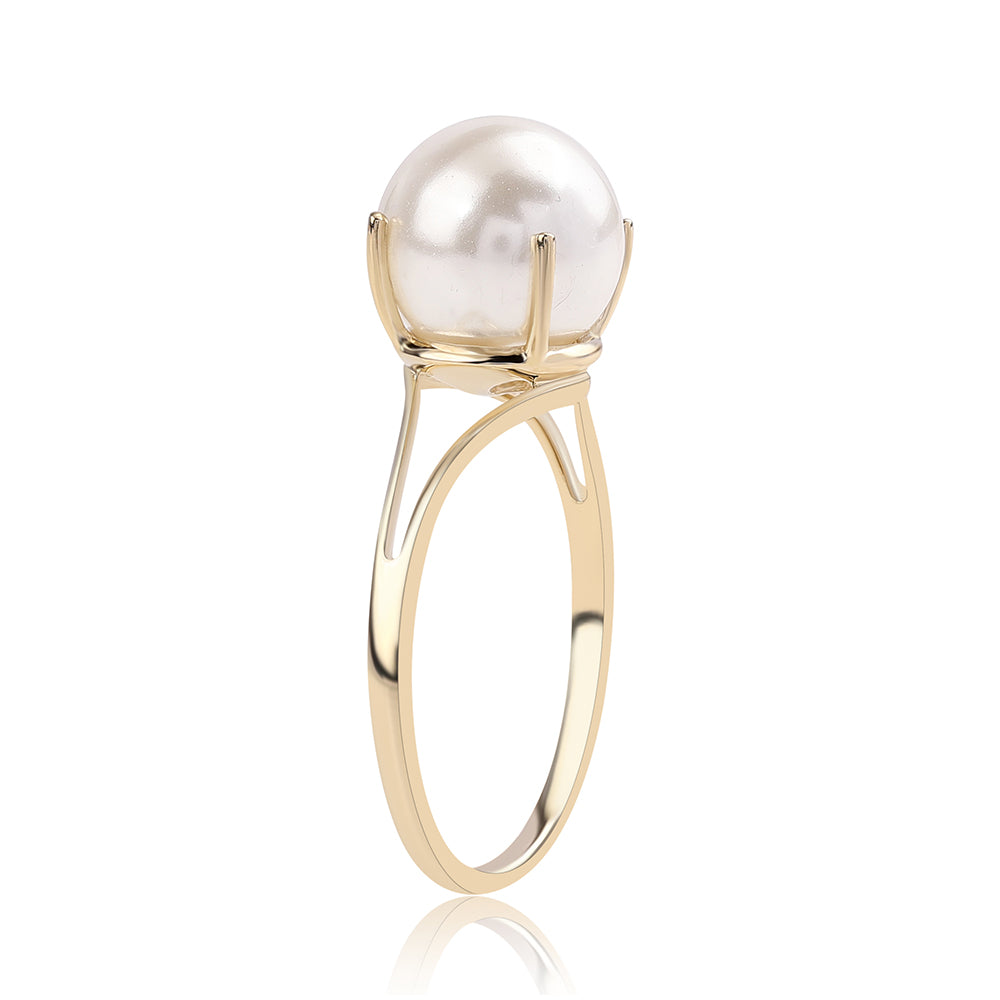 Anillo de Oro 9K con Perla blanca de agua dulce 3 