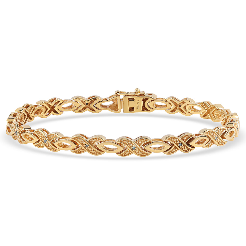 Pulsera de Plata Bañada en Oro con Diamante Azul 1 