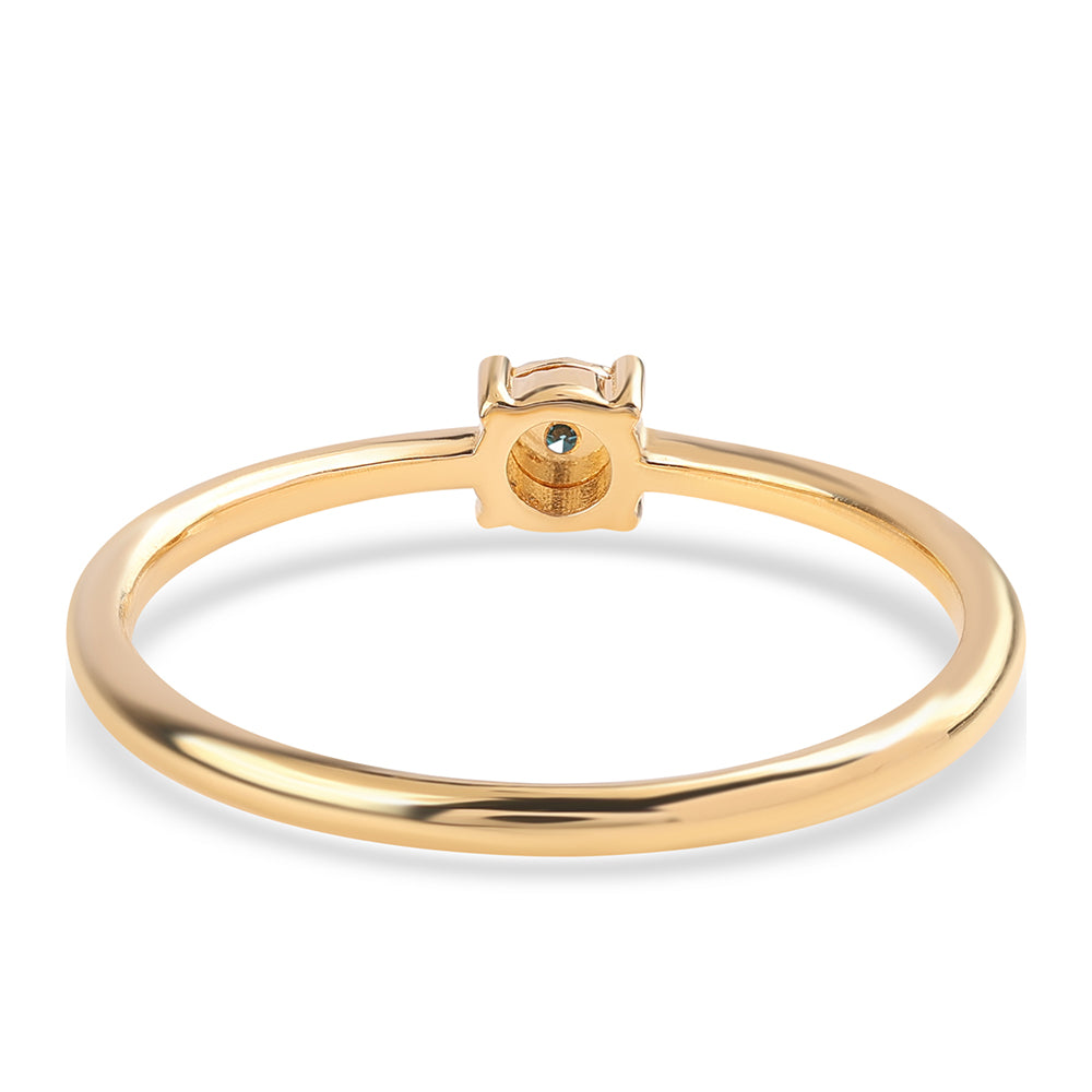 Anillo de Plata Bañada en Oro con Diamante Azul 2 