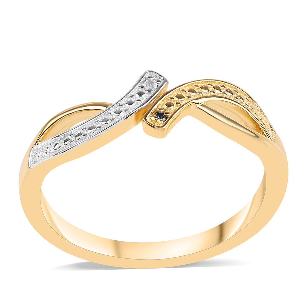 Anillo de Plata Bañada en Oro con Diamante Azul y Topacio Blanco 1 