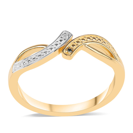 Anillo de Plata Bañada en Oro con Diamante Azul y Topacio Blanco