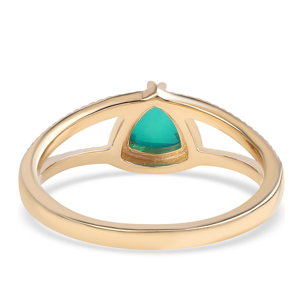 Anillo de Plata Bañada en Oro con Ópalo Verde Etíope de Lega Dembi