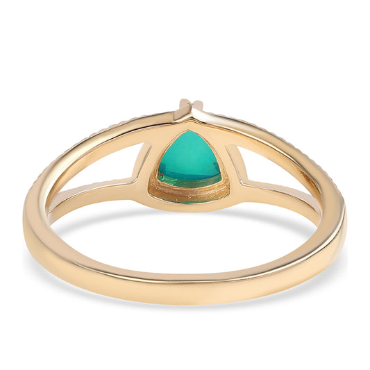 Anillo de Plata Bañada en Oro con Ópalo Verde Etíope de Lega Dembi