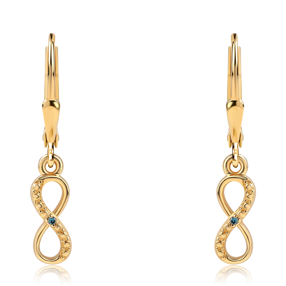 Pendientes de Plata Bañada en Oro con Diamante Azul 2 