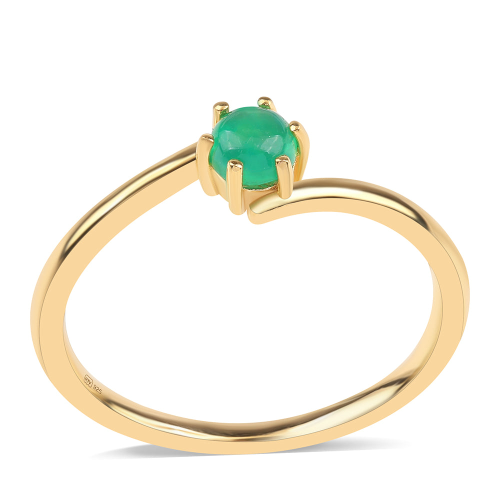 Anillo de Plata Bañada en Oro con Ópalo Verde Etíope de Lega Dembi 1 