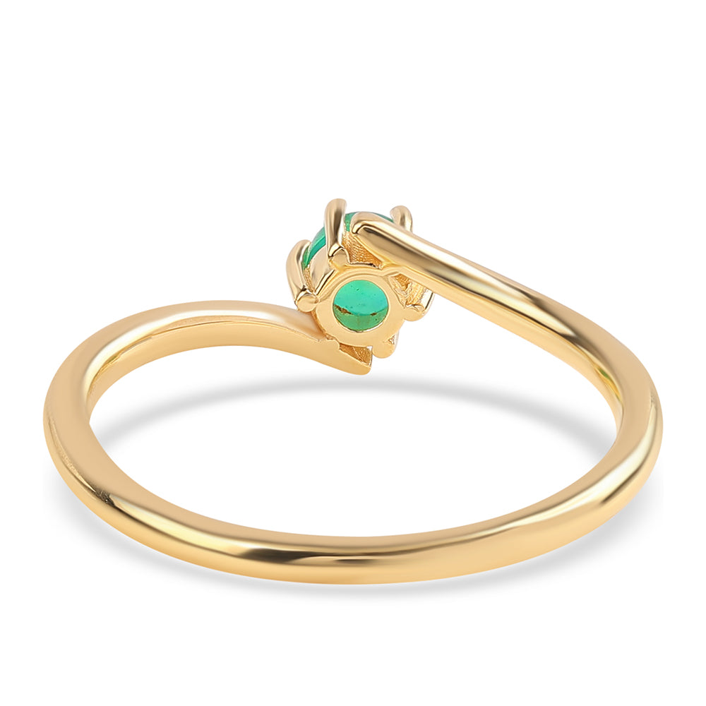 Anillo de Plata Bañada en Oro con Ópalo Verde Etíope de Lega Dembi 2 