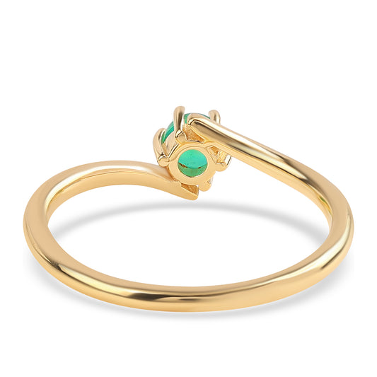 Anillo de Plata Bañada en Oro con Ópalo Verde Etíope de Lega Dembi