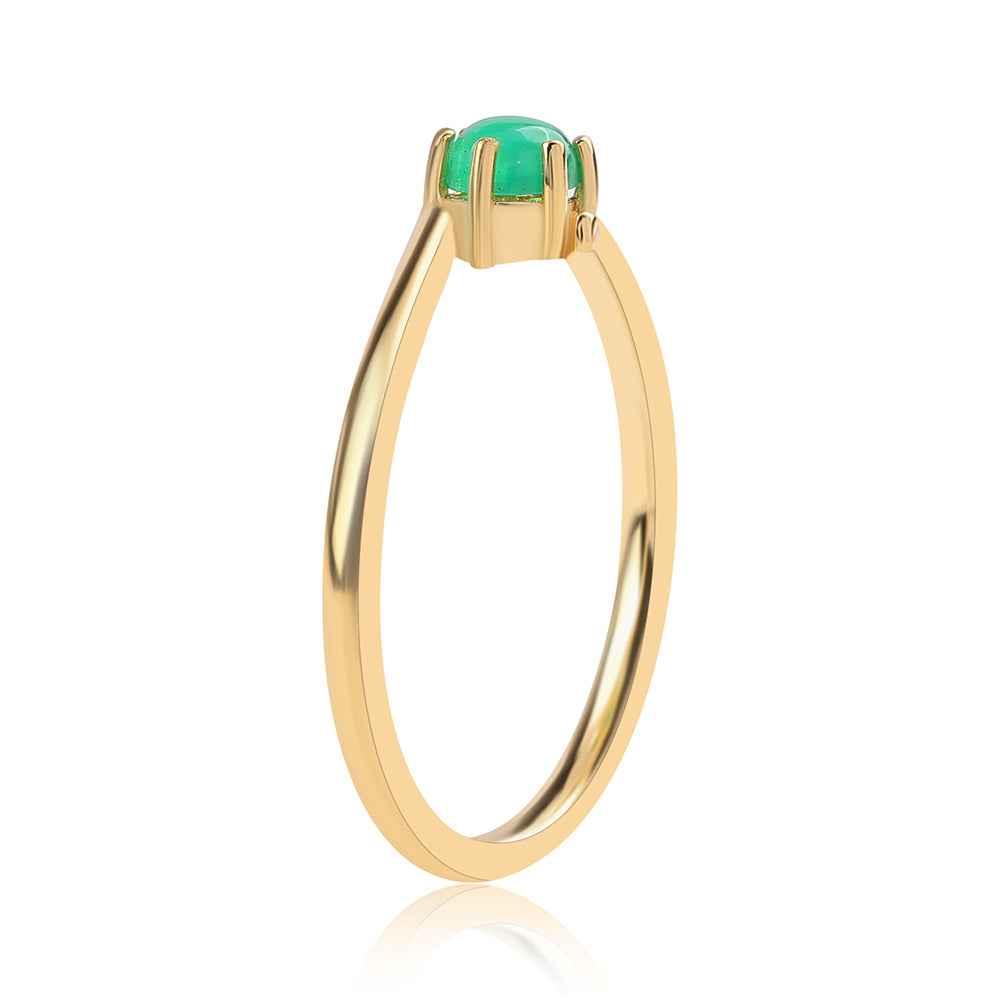 Anillo de Plata Bañada en Oro con Ópalo Verde Etíope de Lega Dembi