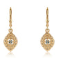 Pendientes de Plata Bañada en Oro con Diamante Azul