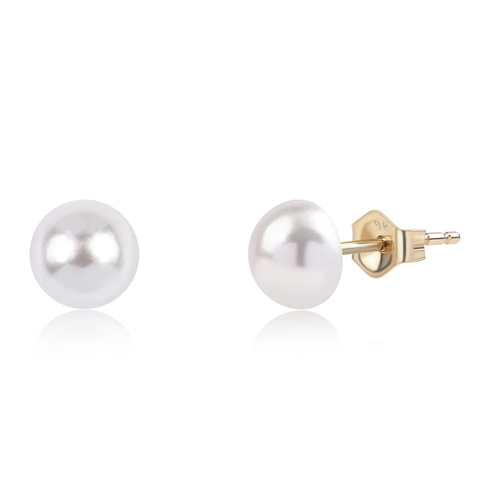 Pendientes de Oro 9K con Perla blanca de agua dulce