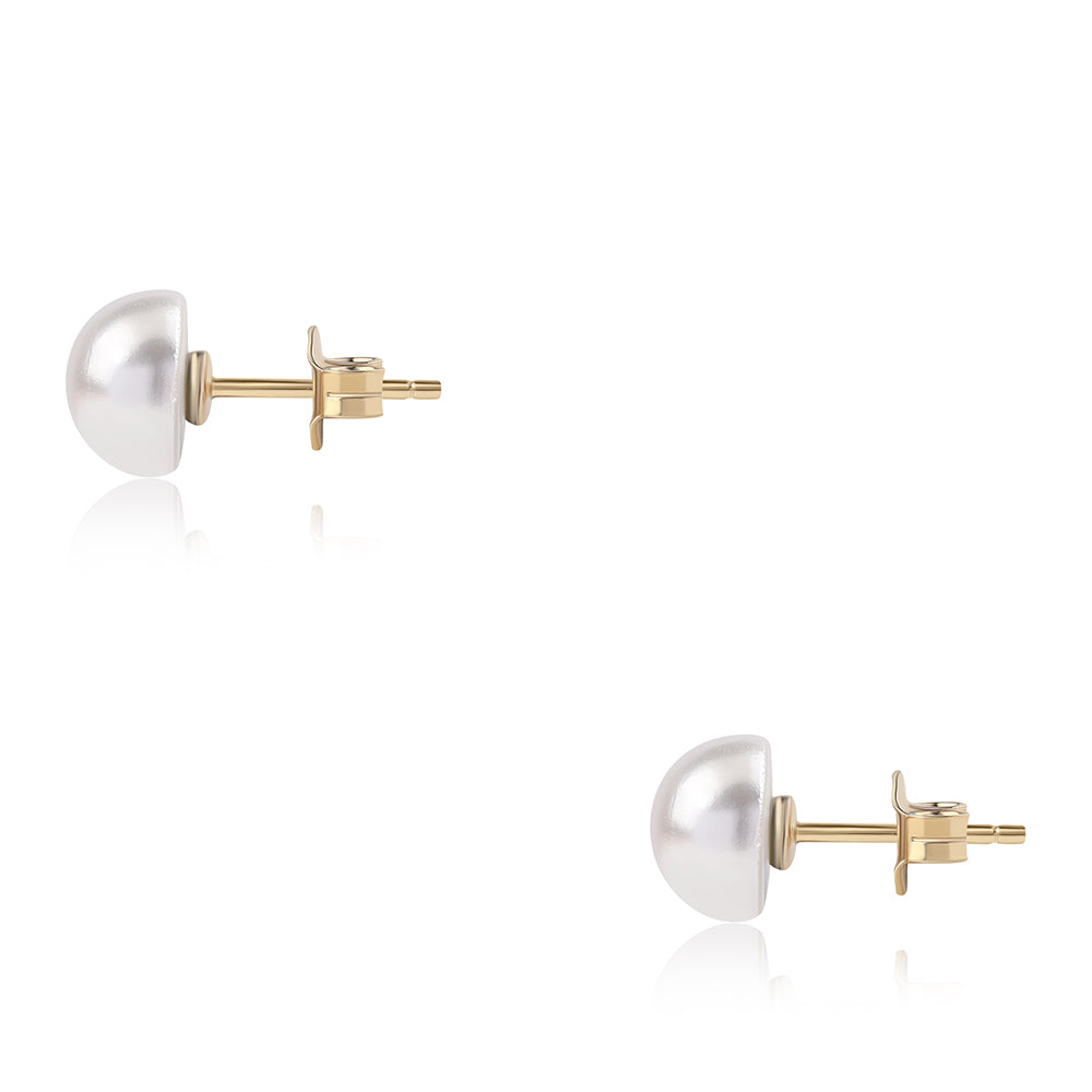 Pendientes de Oro 9K con Perla blanca de agua dulce 2 