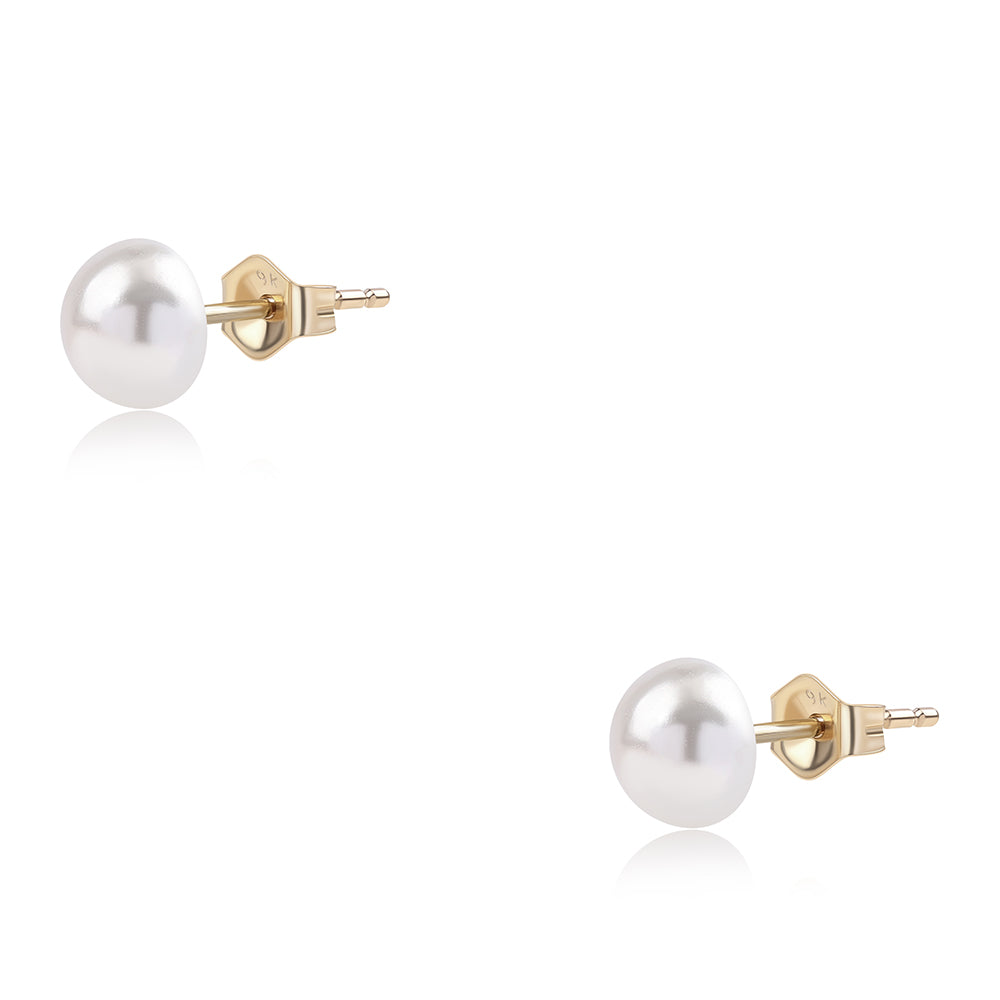 Pendientes de Oro 9K con Perla blanca de agua dulce 3 