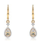 Pendientes de Plata Bañada en Oro con Diamante Azul y Diamante blanco