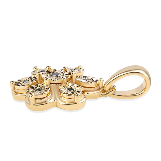 Colgante de Plata Bañada en Oro con Diamante Azul