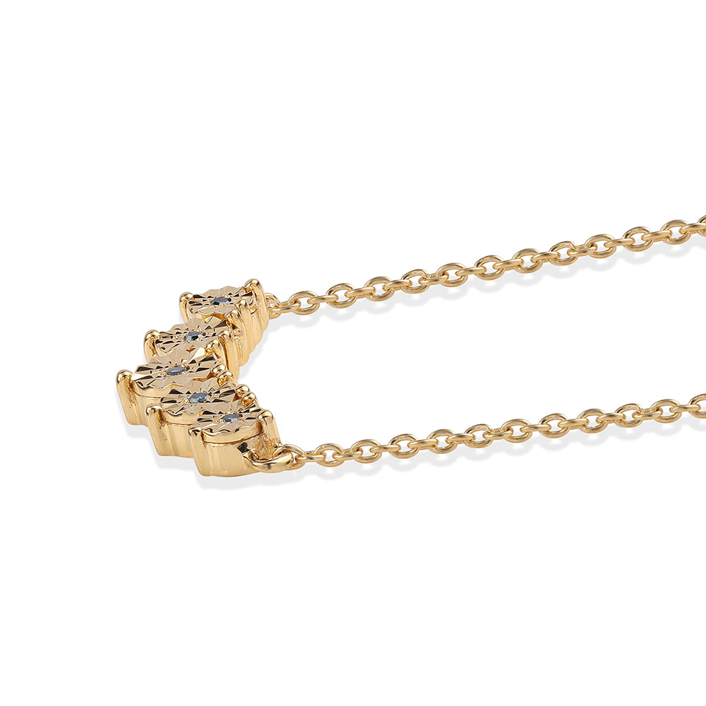 Collar de Plata Bañada en Oro con Diamante Azul 2 