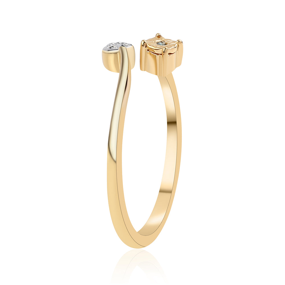 Anillo de Plata Bañada en Oro con Diamante Azul