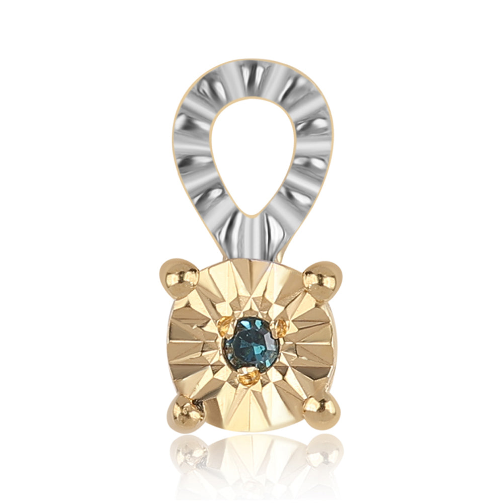 Conjunto de Plata Bañada en Oro con Diamante Azul ( Pendientes +Anillo +Colgante )