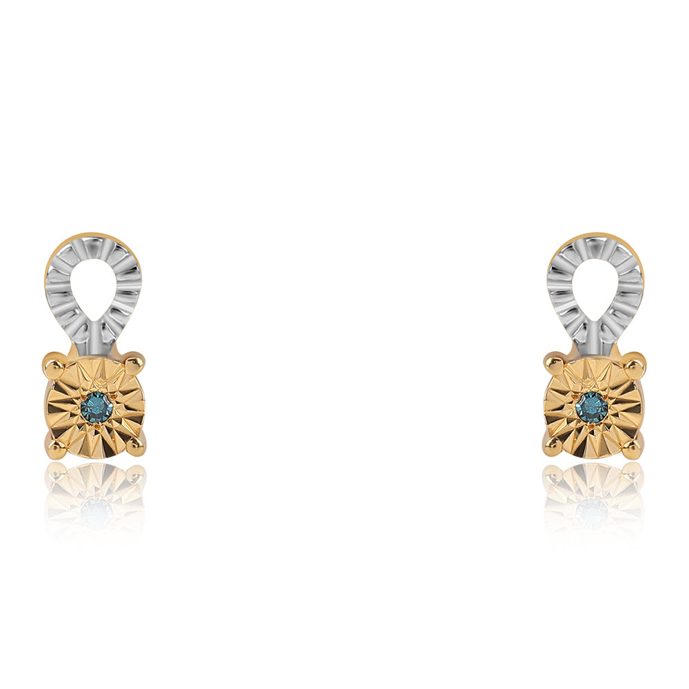 Conjunto de Plata Bañada en Oro con Diamante Azul ( Pendientes +Anillo +Colgante ) 9 