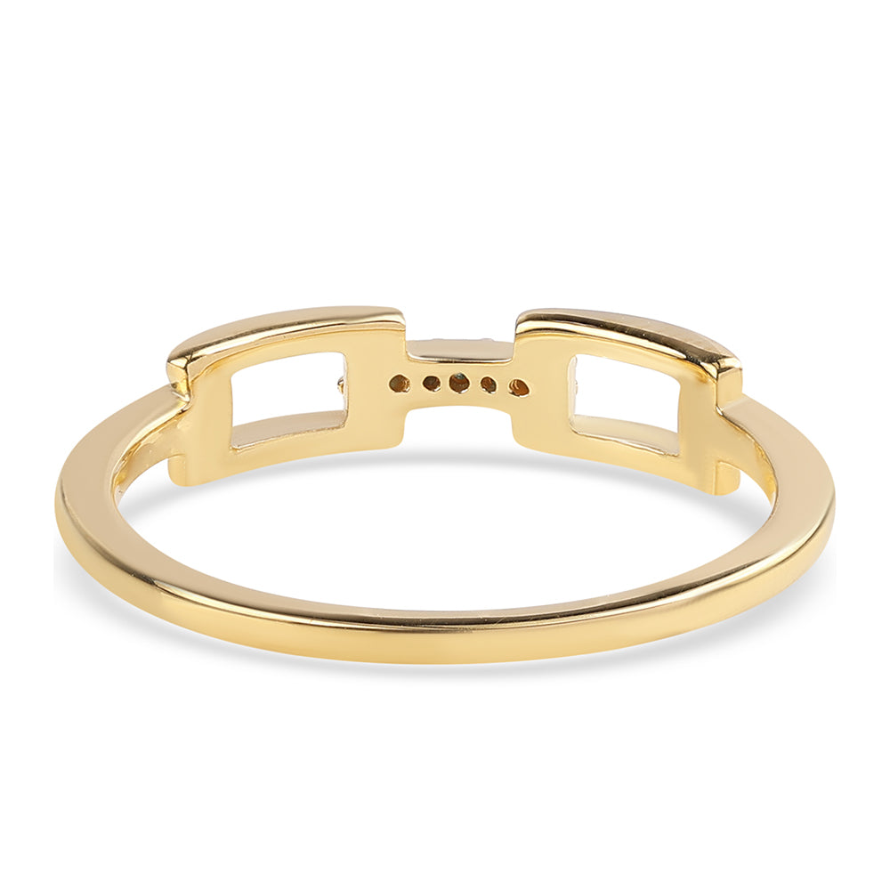 Anillo de Plata Bañada en Oro con Diamante Azul