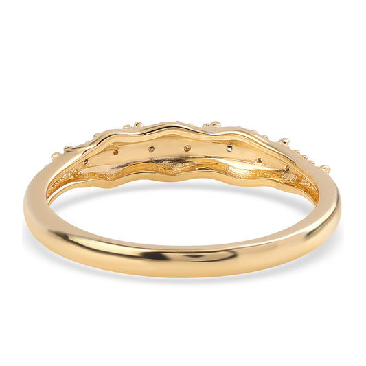 Anillo de Plata Bañada en Oro con Diamante Azul y Diamante blanco