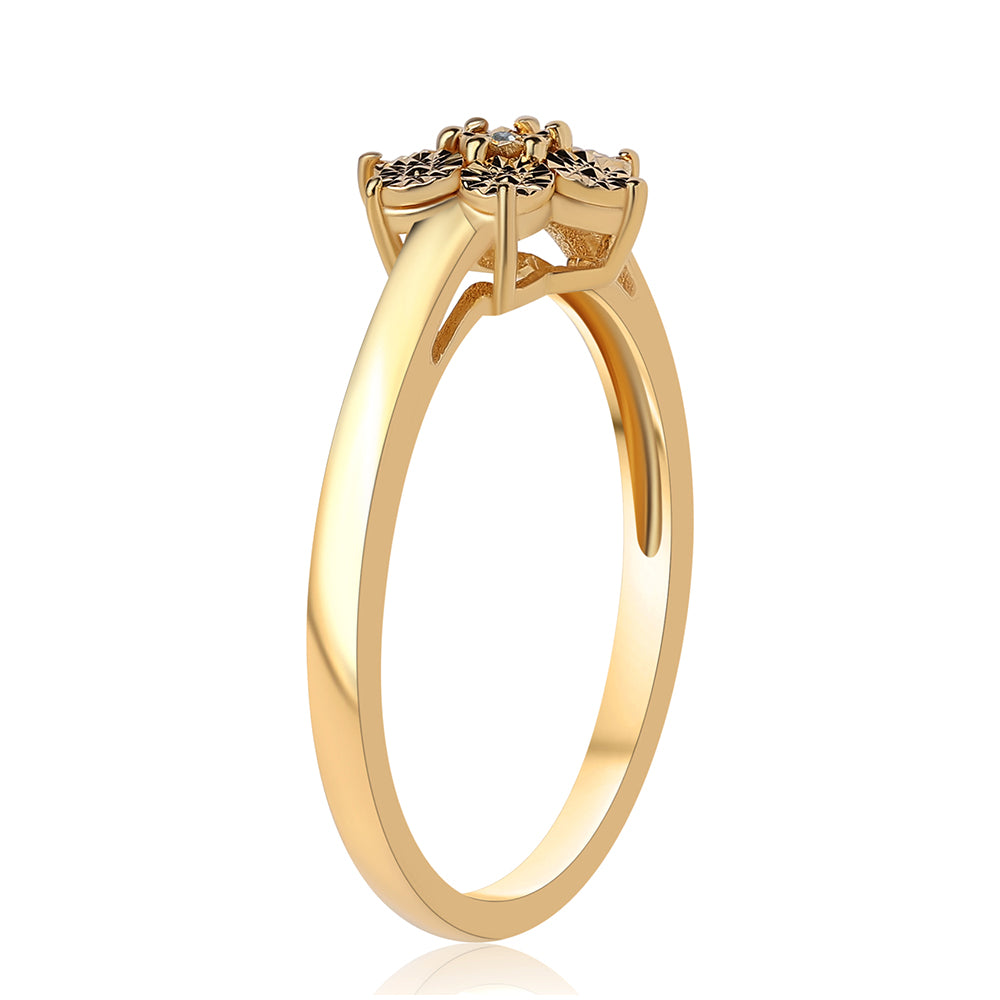 Anillo de Plata Bañada en Oro con Diamante Azul 2 