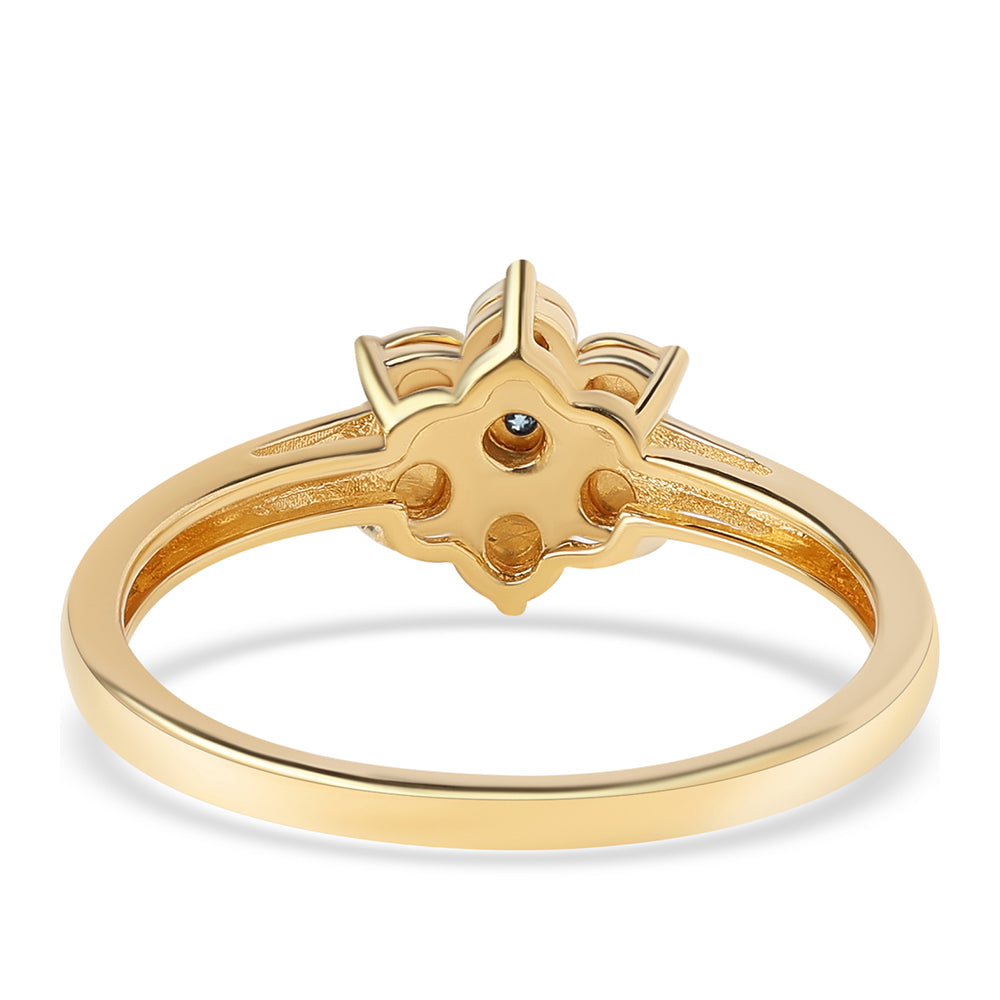 Anillo de Plata Bañada en Oro con Diamante Azul