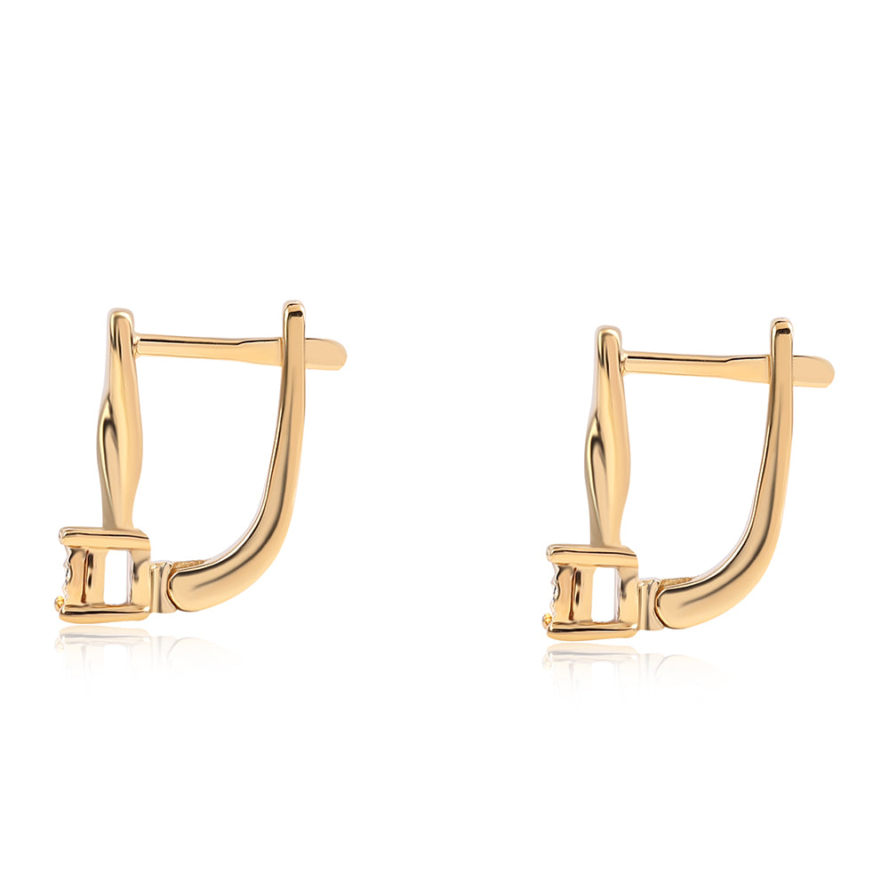 Pendientes de Plata Bañada en Oro con Diamante Azul 3 