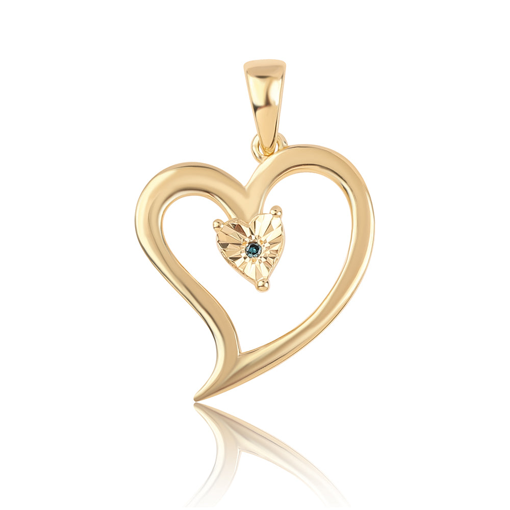 Colgante de Plata Bañada en Oro con Diamante Azul 1 