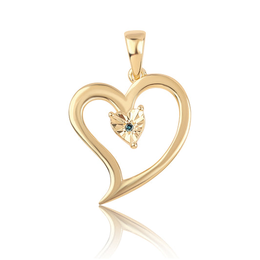 Colgante de Plata Bañada en Oro con Diamante Azul