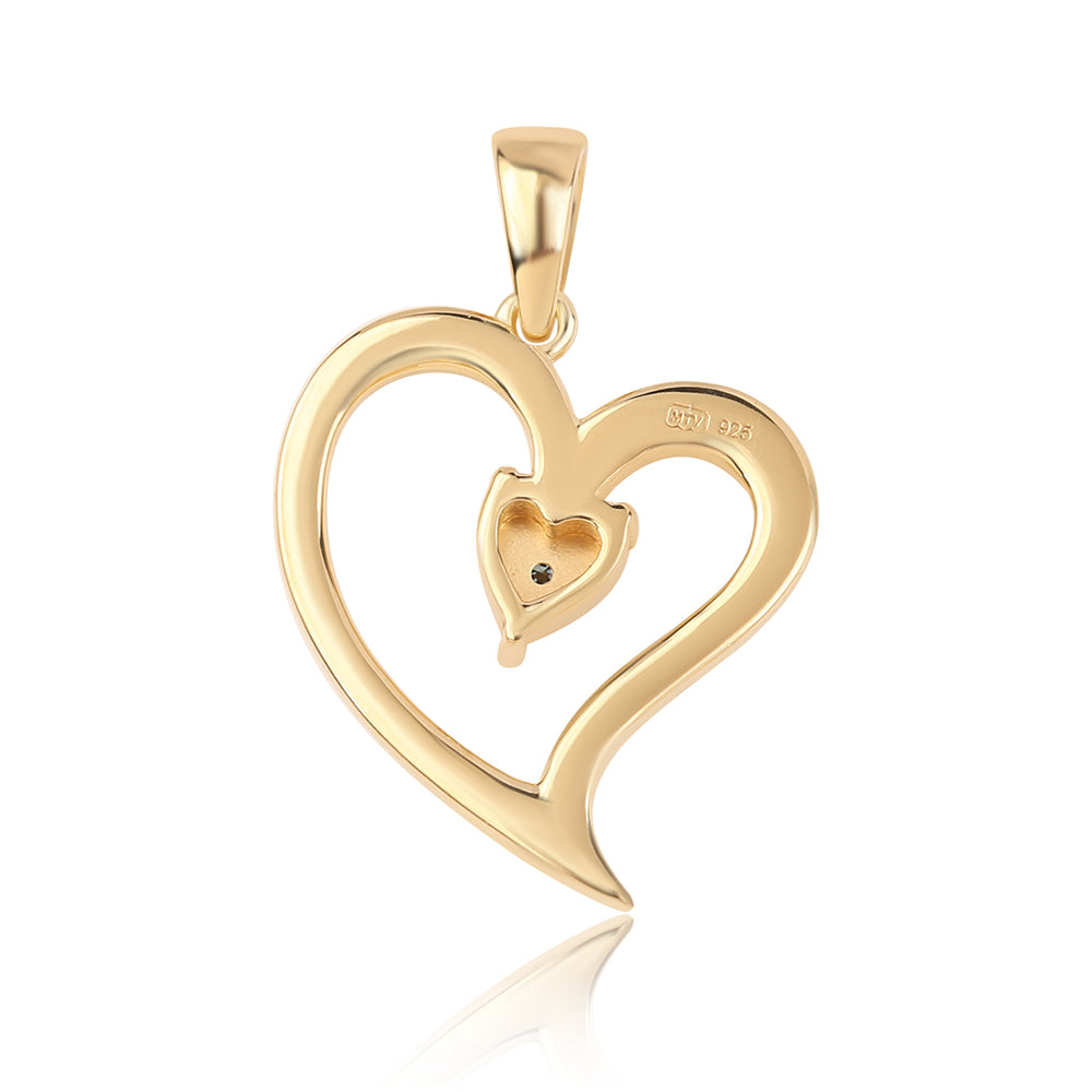 Colgante de Plata Bañada en Oro con Diamante Azul