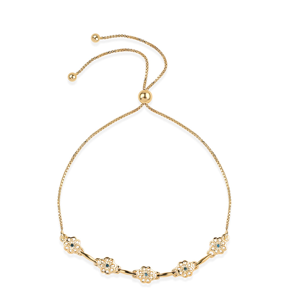 Pulsera de Plata Bañada en Oro con Diamante Azul 1 