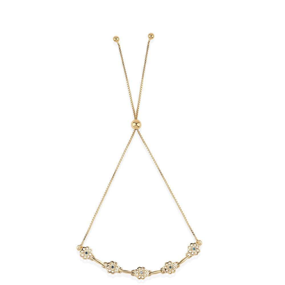 Pulsera de Plata Bañada en Oro con Diamante Azul 3 