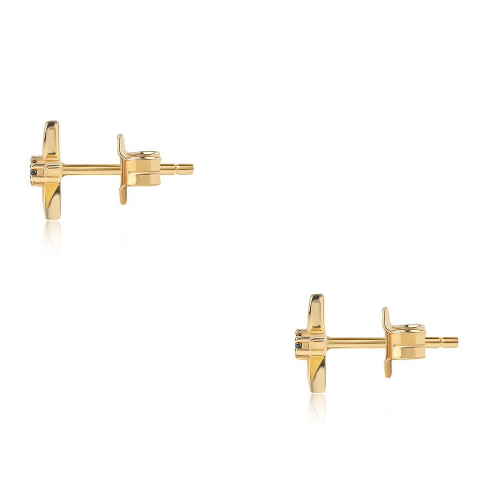 Pendientes de Plata Bañada en Oro con Diamante Azul 3 