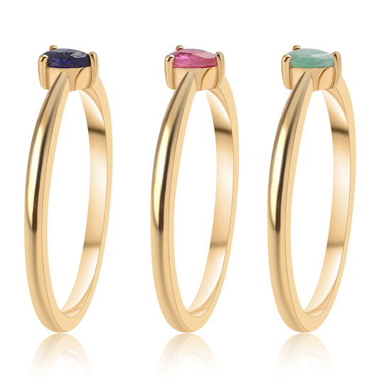 Conjunto de Plata Bañada en Oro con Rubí de Tailandia y Esmeralda de Brasil ( Anillo )