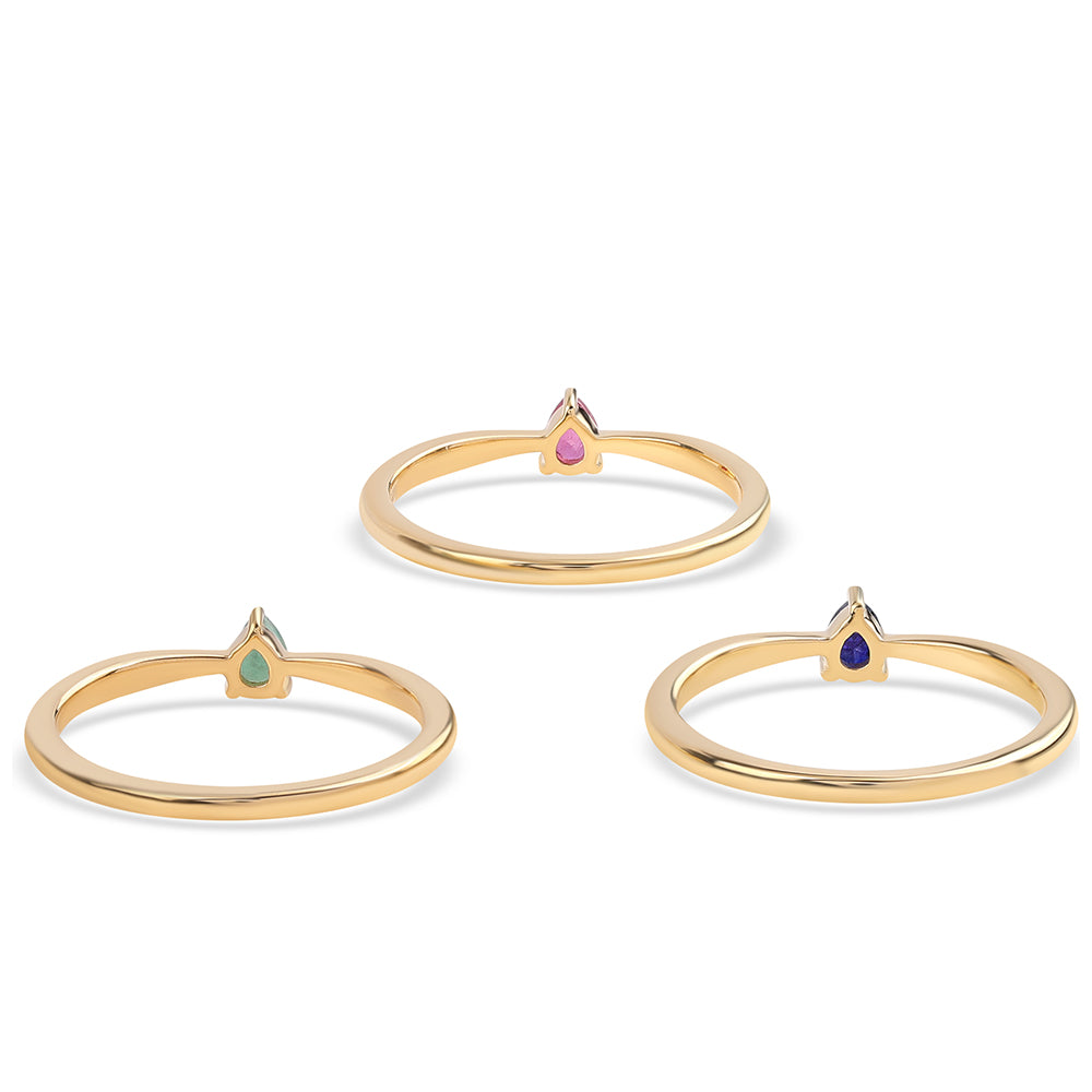 Conjunto de Plata Bañada en Oro con Rubí de Tailandia y Esmeralda de Brasil ( Anillo )