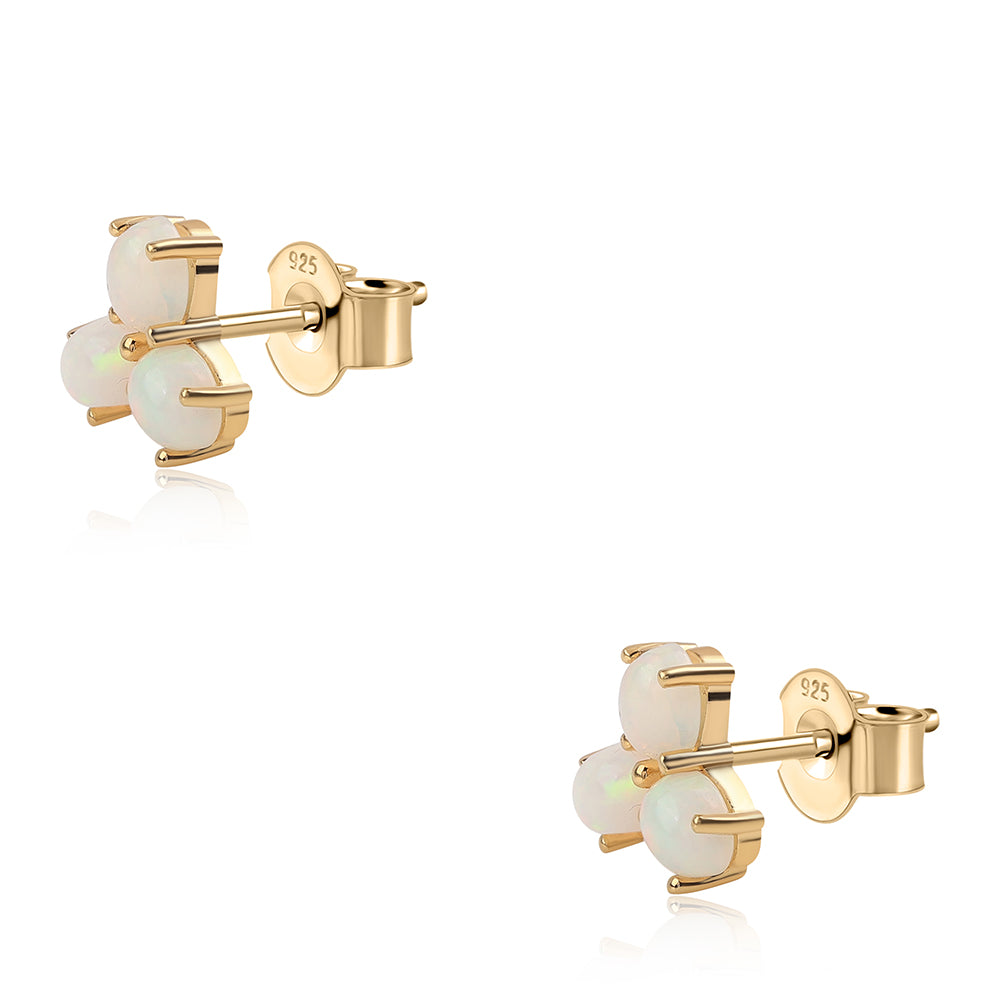 Pendientes de Plata Bañada en Oro con Ópalo Etíope de Lega Dembi 3 