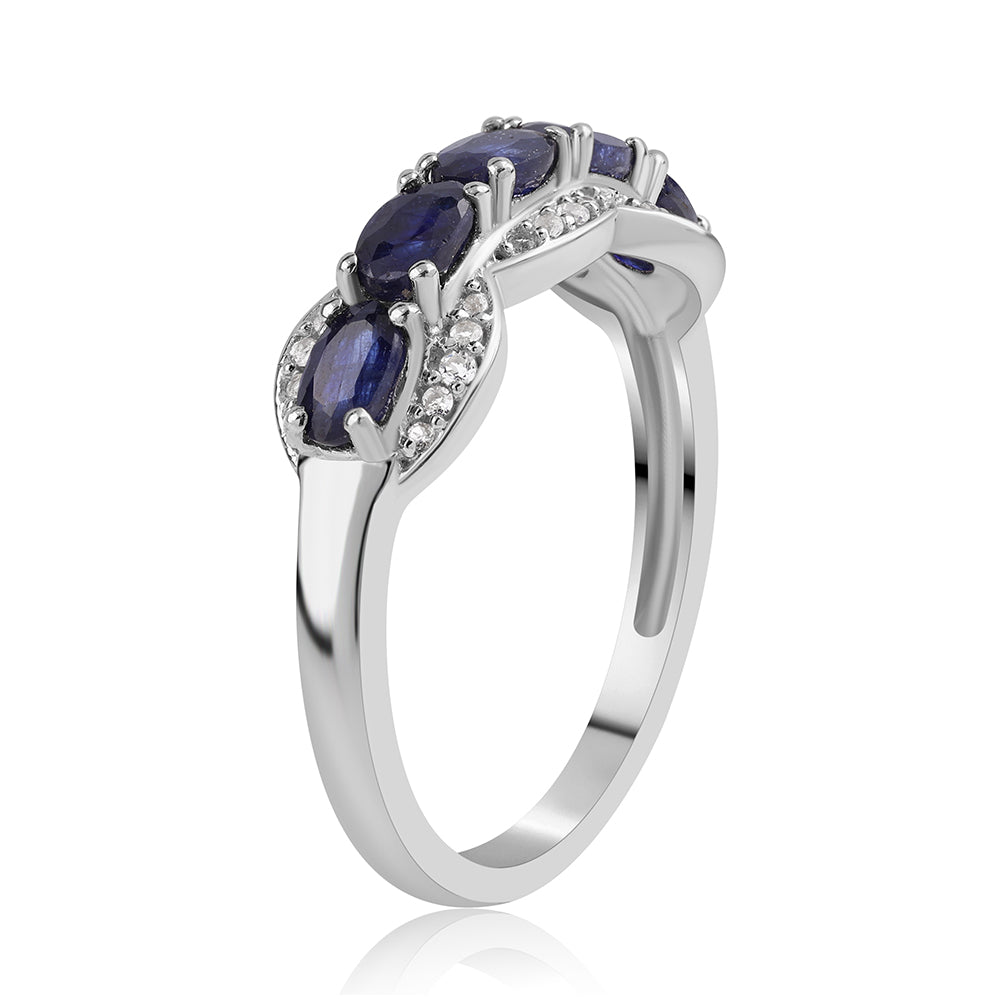 Anillo de Plata con Zafiro Azul Australiano y Topacio Blanco