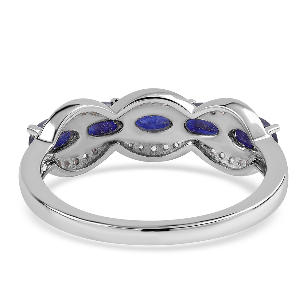 Anillo de Plata con Zafiro Azul Australiano y Topacio Blanco 3 