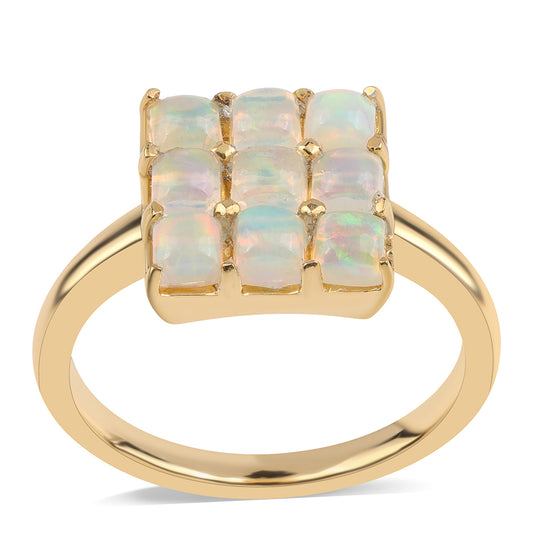 Anillo de Plata Bañada en Oro con Ópalo Etíope de Lega Dembi