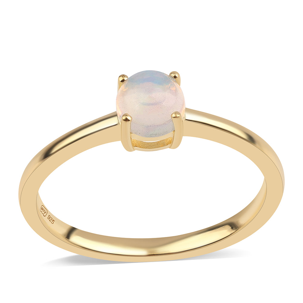 Anillo de Plata Bañada en Oro con Ópalo Etíope de Lega Dembi 1 