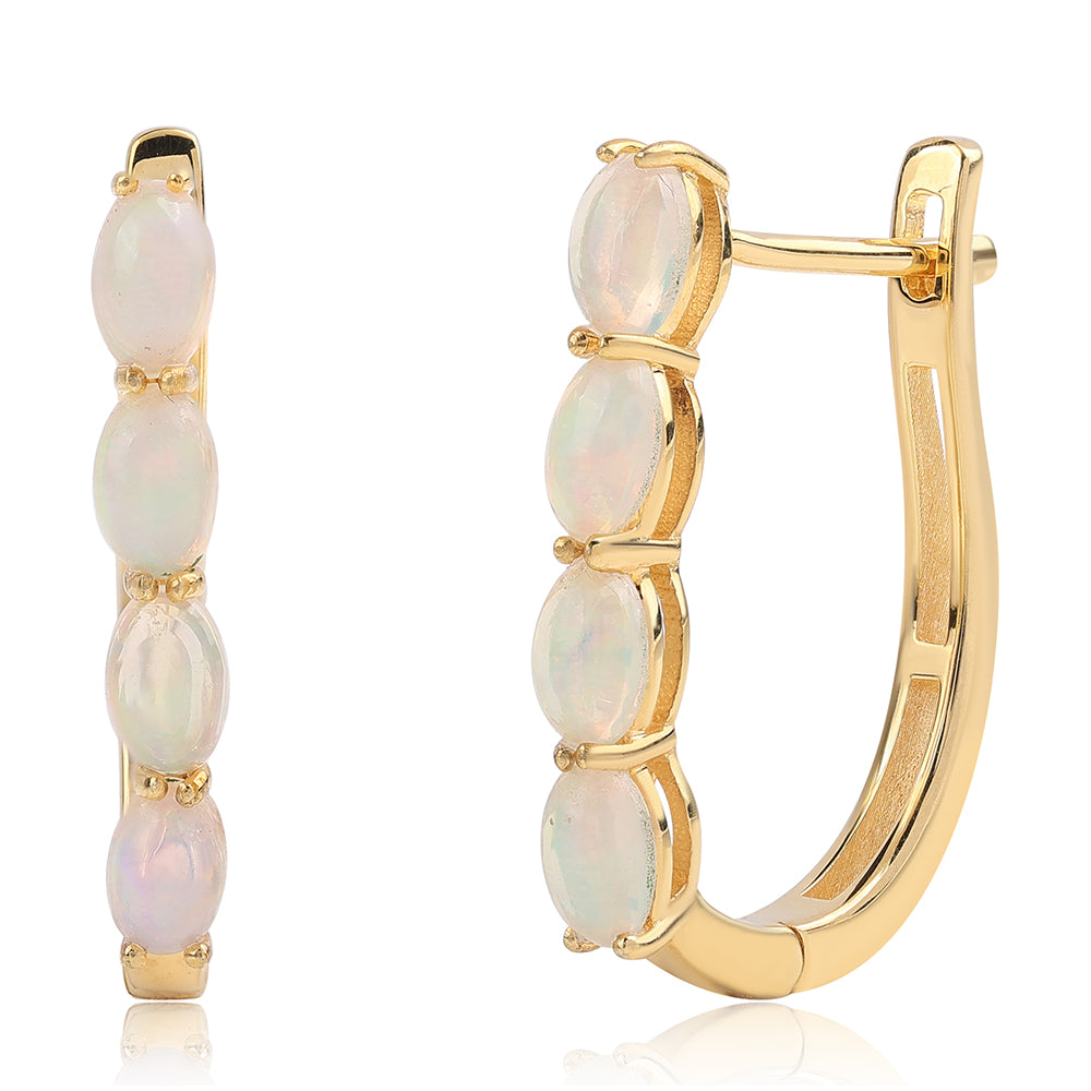 Pendientes de Plata Bañada en Oro con Ópalo Etíope de Lega Dembi 1 