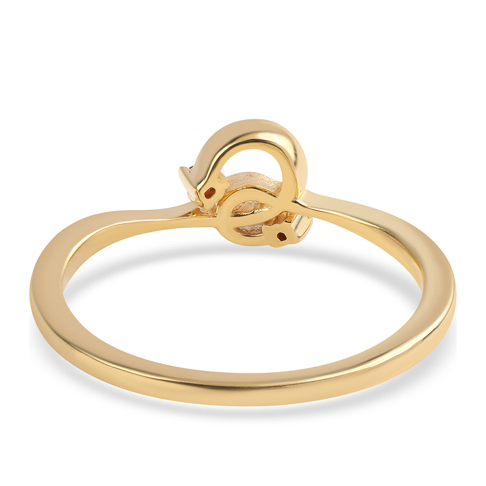 Anillo de Plata Bañada en Oro con Diamante Rojo 2 