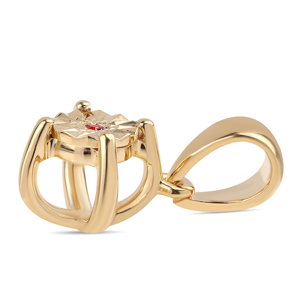 Conjunto de Plata Bañada en Oro con Diamante Rojo ( Pendientes +Anillo +Colgante ) 8 