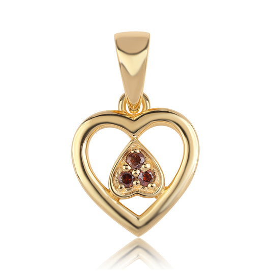 Colgante de Plata Bañada en Oro con Diamante Rojo
