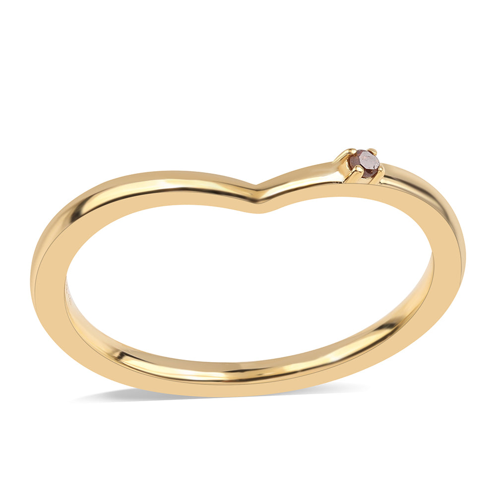 Anillo de Plata Bañada en Oro con Diamante Rojo 1 